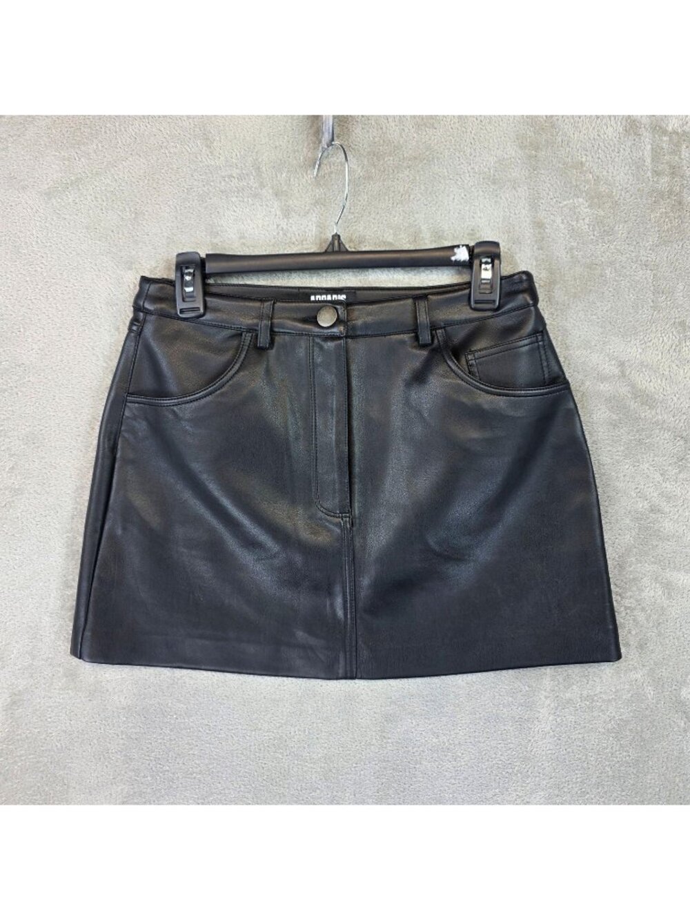APPARIS Skirt Womens M Black Faux Leather Mini 5 Pocket Zip Short Party